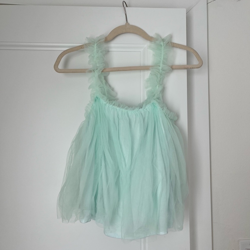 Anthropologie Teal Blue Tulle Tank Top Size XS